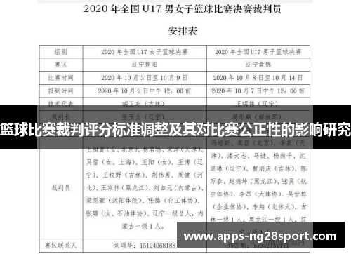 篮球比赛裁判评分标准调整及其对比赛公正性的影响研究