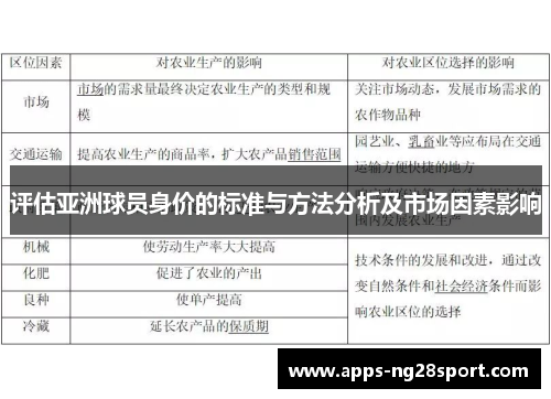 评估亚洲球员身价的标准与方法分析及市场因素影响