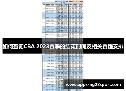 如何查询CBA 2023赛季的结束时间及相关赛程安排
